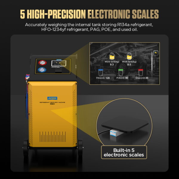 AUTOOL LM708 Refrigerant Recovery Machine - Dual System for R-134a & HFO-1234yf, 7-Inch Touchscreen - Image 11
