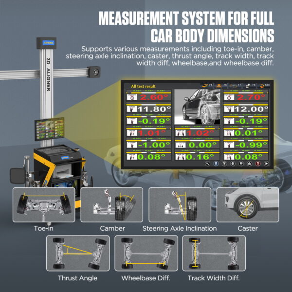 AUTOOL XC508 3D Wheel Alignment Machine - Automatic Tire Aligner with Dual Display & Mobile Workstation - Image 10
