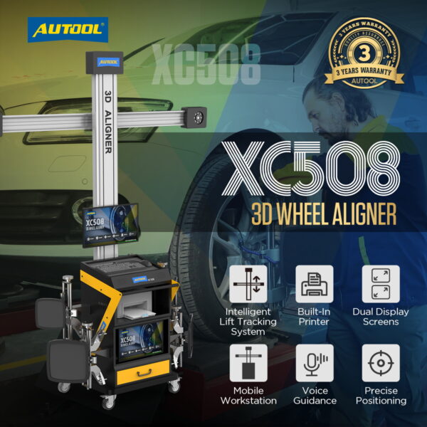 AUTOOL XC508 3D Wheel Alignment Machine - Automatic Tire Aligner with Dual Display & Mobile Workstation - Image 2
