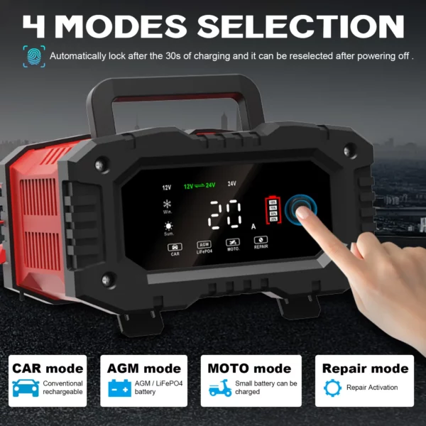 Smart Battery Charger & Repair Lead-Acid, AGM, Gel, EFB, CA LiFePO4 Batteries 12V/24V 20A - Image 8