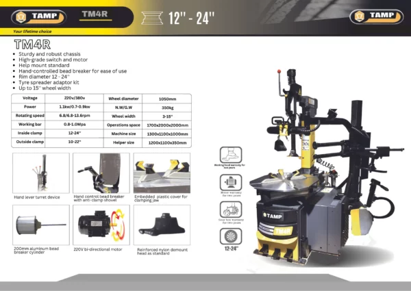 TAMP TM4R Tyre Changer – Fully Automatic Operation with Anti-Clamp Shovel and Help Mount - Image 2
