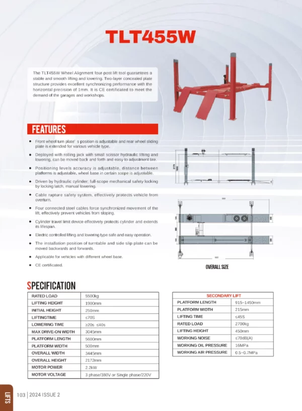 Launch TLT455W 4-Post Alignment Lift – 5500KG Capacity | Precision Vehicle Alignment Solution - Image 3
