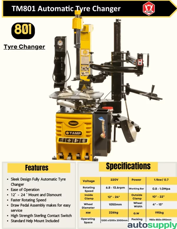 WE-TM801 Automatic Tyre Changer – Fully Automatic Machine for Quick and Easy Tyre Servicing - Image 2