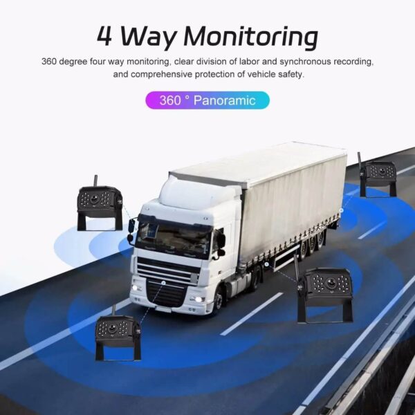 7" IPS Screen AHD Wireless Car Reversing Camera Kit with Split Screen, IP68 Waterproof Night Vision, and 4-Camera Support 97m - Image 4