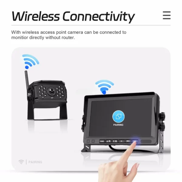 7" IPS Screen Digital HD Wireless Backup Monitor Kit IP68 Waterproof 2-Way Night Vision with 2 Cameras for Truck/RV/Bus 50m - Image 10