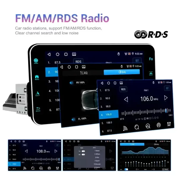 Single Din 9" Rotating Android 13 Car Stereo with 4+64G Memory, Wireless CarPlay/Android Auto, GPS, DSP, and WiFi | IOS & Android Compatible - Image 4