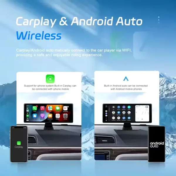 10.36" HD Portable CarPlay/Android Auto Screen with 1080P Front Camera, FM Transmission, and Bluetooth Support | IOS & Android Compatible - Image 9