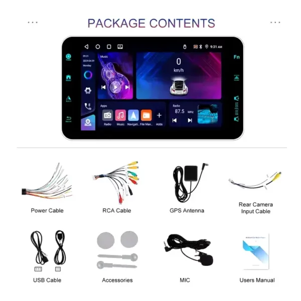 Single Din 9" Rotating Android 13 Car Stereo with 4+64G Memory, Wireless CarPlay/Android Auto, GPS, DSP, and WiFi | IOS & Android Compatible - Image 6