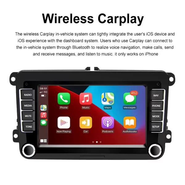7" 2+64GB Android Car Stereo with CarPlay & Android Auto, GPS, WiFi, BT, FM RDS for VW / PASSAT / SKODA / POLO / FABIA / GOLF 5/6 | IOS & Android Compatible - Image 11