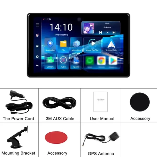 Octacore 8" HD Wireless CarPlay/Android Auto Smart Screen Player with GPS, Reversing Assist, and Steering Wheel Control | IOS & Android Compatible - Image 11
