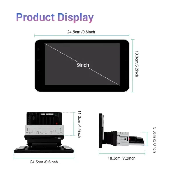 Single Din 9" Rotating Android 13 Car Stereo with 4+64G Memory, Wireless CarPlay/Android Auto, GPS, DSP, and WiFi | IOS & Android Compatible - Image 5