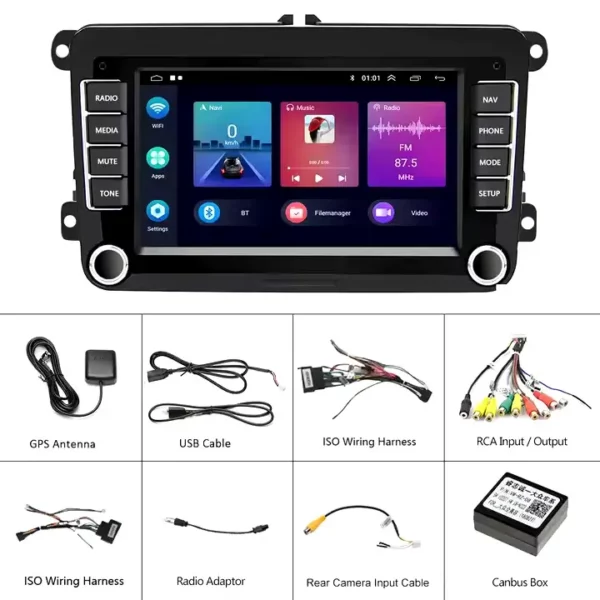 7" 2+64GB Android Car Stereo with CarPlay & Android Auto, GPS, WiFi, BT, FM RDS for VW / PASSAT / SKODA / POLO / FABIA / GOLF 5/6 | IOS & Android Compatible - Image 12