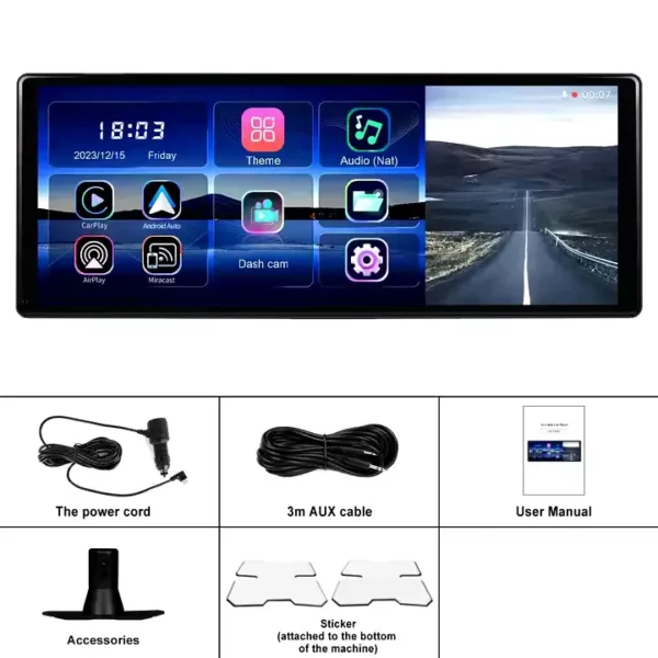 11.3" IPS Screen CarPlay/Android Auto Monitor with 4K Recording, GPS, and Split Screen | IOS & Android Compatible - Image 12