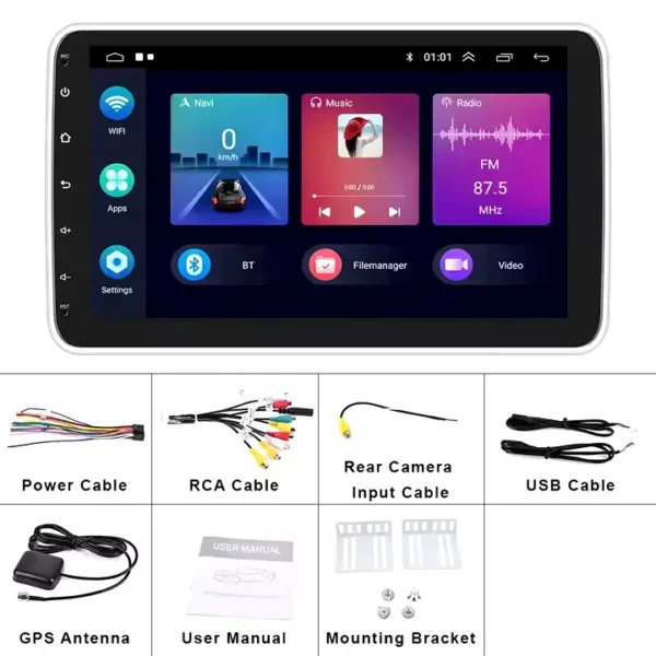 10.1" 2 Din Android Car Stereo with Rotating Screen, Wireless CarPlay/Android Auto, GPS, and HiFi Audio | IOS & Android Compatible - Image 6