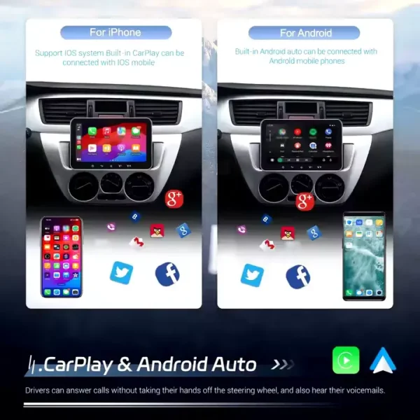 7" Single Din Android Car Stereo with Wireless CarPlay/Android Auto, 2GB RAM+32GB ROM, GPS/WiFi/FM/BT/EQ | IOS & Android Compatible - Image 5