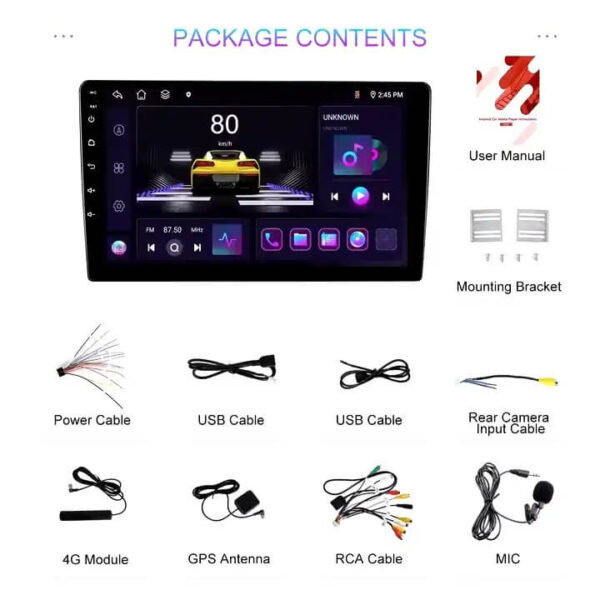 10″ Compatible 2Din 8-Core Android Car Stereo with 4+64GB Memory, Wireless CarPlay/Android Auto, 360° Full-View, DSP, GPS, and 4G WiFi | IOS & Android Compatible - Image 17