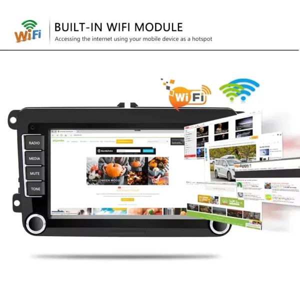 7" 2+64GB Android Car Stereo with CarPlay & Android Auto, GPS, WiFi, BT, FM RDS for VW / PASSAT / SKODA / POLO / FABIA / GOLF 5/6 | IOS & Android Compatible - Image 6