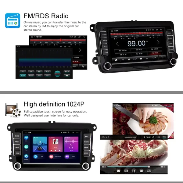 7" 2+64GB Android Car Stereo with CarPlay & Android Auto, GPS, WiFi, BT, FM RDS for VW / PASSAT / SKODA / POLO / FABIA / GOLF 5/6 | IOS & Android Compatible - Image 5
