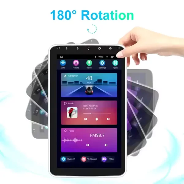 10.1" 2 Din Android Car Stereo with Rotating Screen, Wireless CarPlay/Android Auto, GPS, and HiFi Audio | IOS & Android Compatible - Image 3