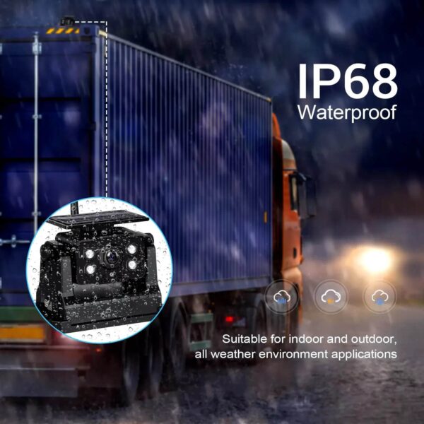 7" HD Wireless Backup Monitor Kit with Solar Charging IP68 Waterproof Night Vision Camera 97m – Ideal for Easy Installation and Enhanced Parking - Image 15