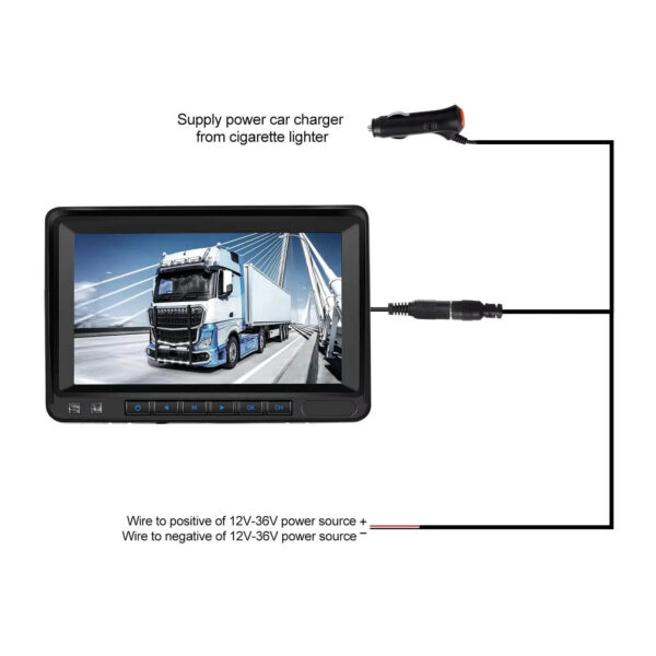 7" HD Wireless Backup Monitor Kit with Solar Charging IP68 Waterproof Night Vision Camera 97m – Ideal for Easy Installation and Enhanced Parking - Image 4