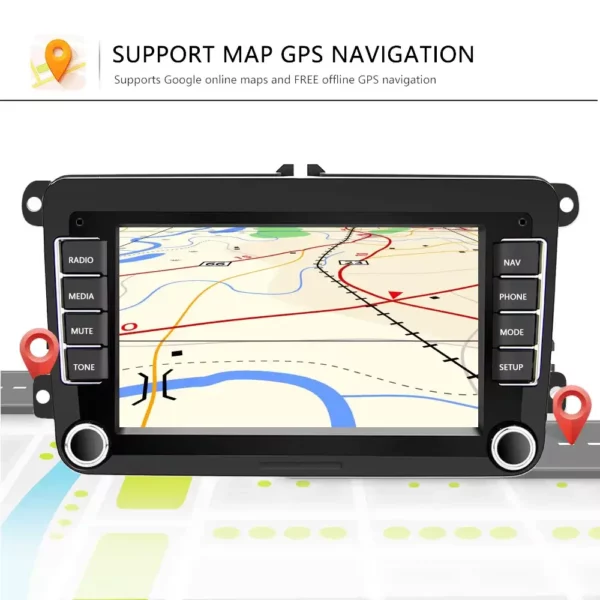 7" 2+64GB Android Car Stereo with CarPlay & Android Auto, GPS, WiFi, BT, FM RDS for VW / PASSAT / SKODA / POLO / FABIA / GOLF 5/6 | IOS & Android Compatible - Image 2
