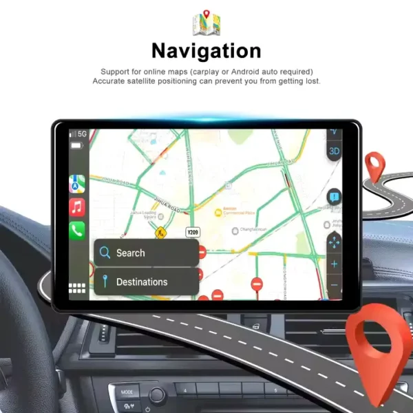 Octacore 8" HD Wireless CarPlay/Android Auto Smart Screen Player with GPS, Reversing Assist, and Steering Wheel Control | IOS & Android Compatible - Image 3
