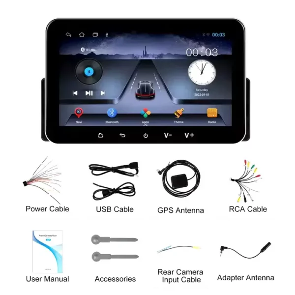7" Single Din Android Car Stereo with Wireless CarPlay/Android Auto, 2GB RAM+32GB ROM, GPS/WiFi/FM/BT/EQ | IOS & Android Compatible - Image 6