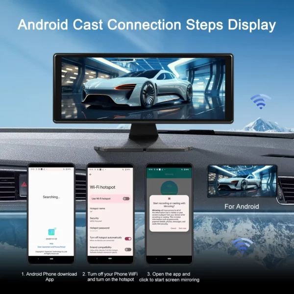 10.36" HD Portable CarPlay/Android Auto Screen with 1080P Front Camera, FM Transmission, and Bluetooth Support | IOS & Android Compatible - Image 5