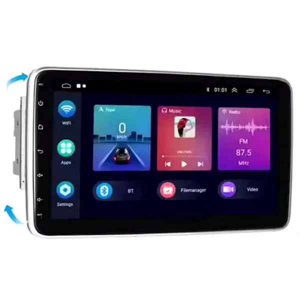 10.1" 2 Din Android Car Stereo with Rotating Screen, Wireless CarPlay/Android Auto, GPS, and HiFi Audio | IOS & Android Compatible