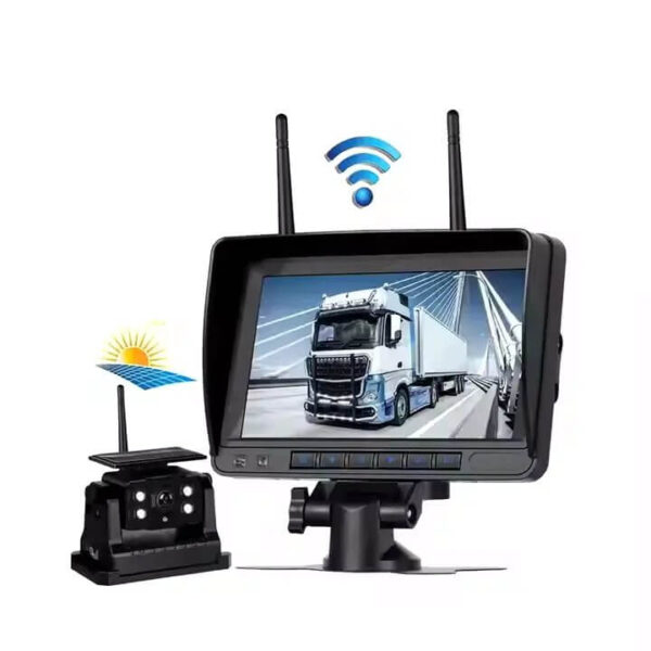 7" HD Wireless Backup Monitor Kit with Solar Charging IP68 Waterproof Night Vision Camera 97m – Ideal for Easy Installation and Enhanced Parking - Image 2