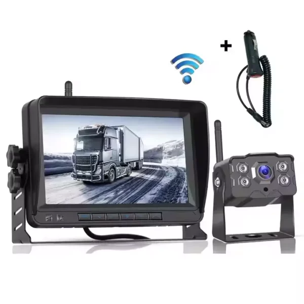 7" IPS 1080P HD Wireless Backup Monitor Kit with Waterproof Night Vision Rear View Camera 50m – Ideal for Trucks, RVs, and Buses