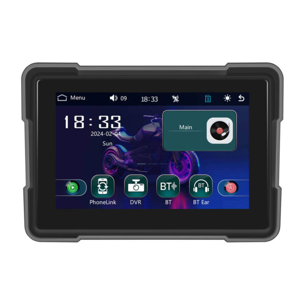 5" Motorcycle Portable CarPlay & Android Auto Dual Lens DVR Monitor, IP67 Waterproof with Front/Rear Camera | IOS & Android Compatible | Dual Bluetooth, GPS Navigation & Loop Recording - Image 2