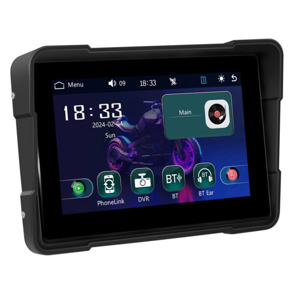 5" Motorcycle Portable CarPlay & Android Auto Dual Lens DVR Monitor, IP67 Waterproof with Front/Rear Camera | IOS & Android Compatible | Dual Bluetooth, GPS Navigation & Loop Recording - Image 3