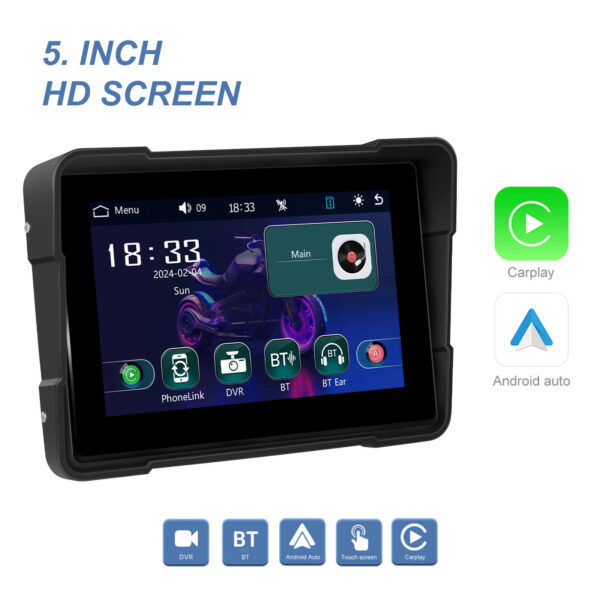 5" Motorcycle Portable CarPlay & Android Auto Dual Lens DVR Monitor, IP67 Waterproof with Front/Rear Camera | IOS & Android Compatible | Dual Bluetooth, GPS Navigation & Loop Recording - Image 17