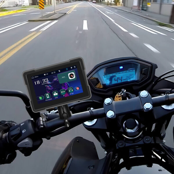 5" Motorcycle Portable CarPlay & Android Auto Dual Lens DVR Monitor, IP67 Waterproof with Front/Rear Camera | IOS & Android Compatible | Dual Bluetooth, GPS Navigation & Loop Recording - Image 16