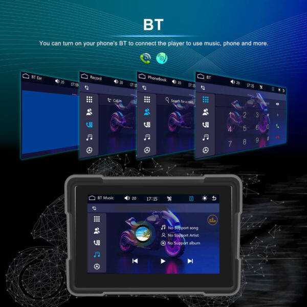 5" Motorcycle Portable CarPlay & Android Auto Dual Lens DVR Monitor, IP67 Waterproof with Front/Rear Camera | IOS & Android Compatible | Dual Bluetooth, GPS Navigation & Loop Recording - Image 27