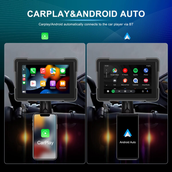 5" Motorcycle Portable CarPlay & Android Auto Dual Lens DVR Monitor, IP67 Waterproof with Front/Rear Camera | IOS & Android Compatible | Dual Bluetooth, GPS Navigation & Loop Recording - Image 26