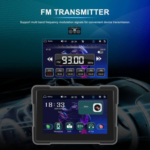 5" Motorcycle Portable CarPlay & Android Auto Dual Lens DVR Monitor, IP67 Waterproof with Front/Rear Camera | IOS & Android Compatible | Dual Bluetooth, GPS Navigation & Loop Recording - Image 29