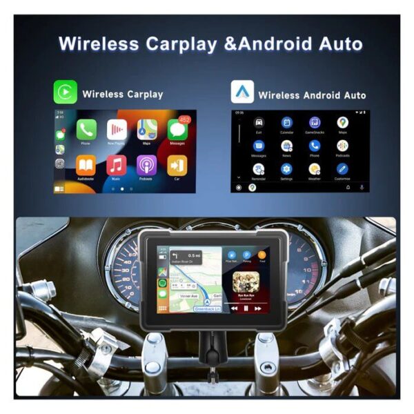 5" Motorcycle Portable CarPlay & Android Auto Dual Lens DVR Monitor, IP67 Waterproof with Front/Rear Camera | IOS & Android Compatible | Dual Bluetooth, GPS Navigation & Loop Recording - Image 18