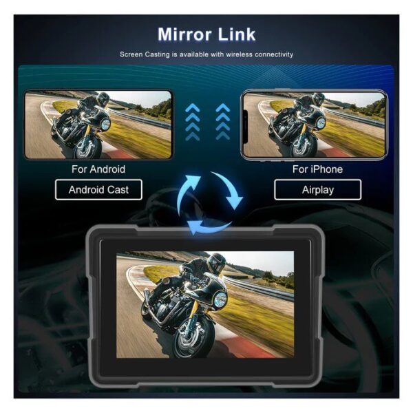 5" Motorcycle Portable CarPlay & Android Auto Dual Lens DVR Monitor, IP67 Waterproof with Front/Rear Camera | IOS & Android Compatible | Dual Bluetooth, GPS Navigation & Loop Recording - Image 22