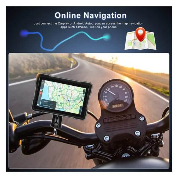 5" Motorcycle Portable CarPlay & Android Auto Dual Lens DVR Monitor, IP67 Waterproof with Front/Rear Camera | IOS & Android Compatible | Dual Bluetooth, GPS Navigation & Loop Recording - Image 21