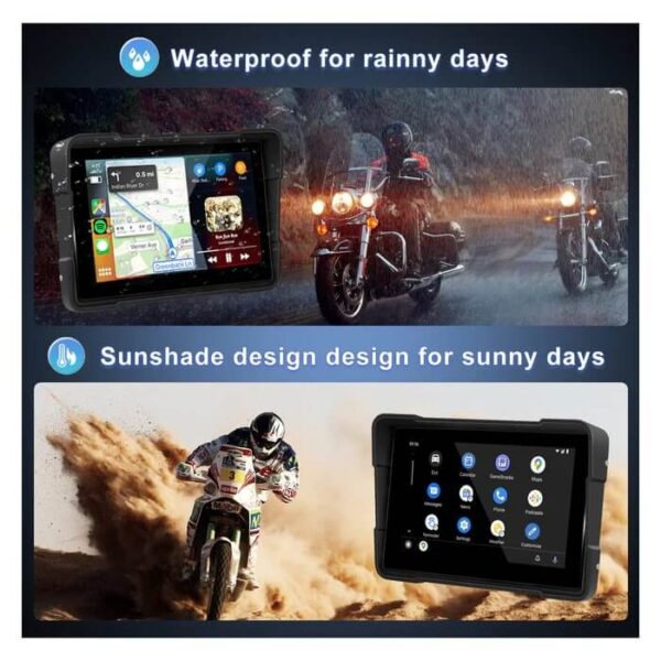 5" Motorcycle Portable CarPlay & Android Auto Dual Lens DVR Monitor, IP67 Waterproof with Front/Rear Camera | IOS & Android Compatible | Dual Bluetooth, GPS Navigation & Loop Recording - Image 24
