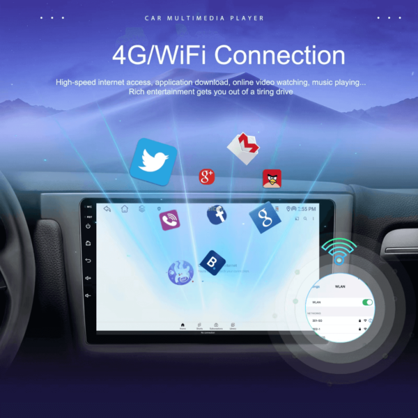 10″ Compatible 2Din 8-Core Android Car Stereo with 4+64GB Memory, Wireless CarPlay/Android Auto, 360° Full-View, DSP, GPS, and 4G WiFi | IOS & Android Compatible - Image 12