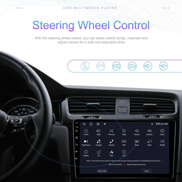 10″ Compatible 2Din 8-Core Android Car Stereo with 4+64GB Memory, Wireless CarPlay/Android Auto, 360° Full-View, DSP, GPS, and 4G WiFi | IOS & Android Compatible - Image 3