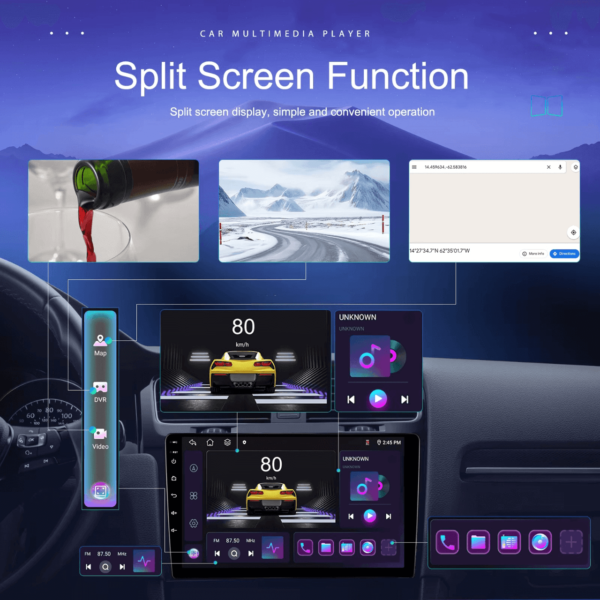 10″ Compatible 2Din 8-Core Android Car Stereo with 4+64GB Memory, Wireless CarPlay/Android Auto, 360° Full-View, DSP, GPS, and 4G WiFi | IOS & Android Compatible - Image 14