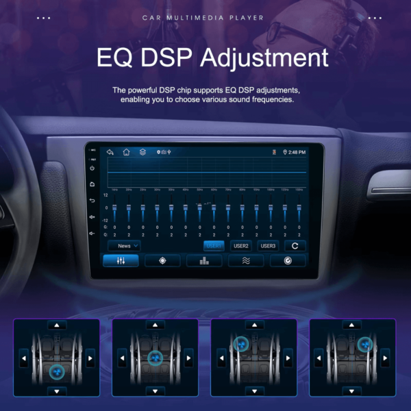 10″ Compatible 2Din 8-Core Android Car Stereo with 4+64GB Memory, Wireless CarPlay/Android Auto, 360° Full-View, DSP, GPS, and 4G WiFi | IOS & Android Compatible - Image 15