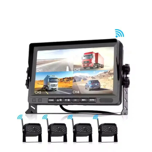 7" IPS Screen AHD Wireless Car Reversing Camera Kit with Split Screen, IP68 Waterproof Night Vision, and 4-Camera Support 97m - Image 2