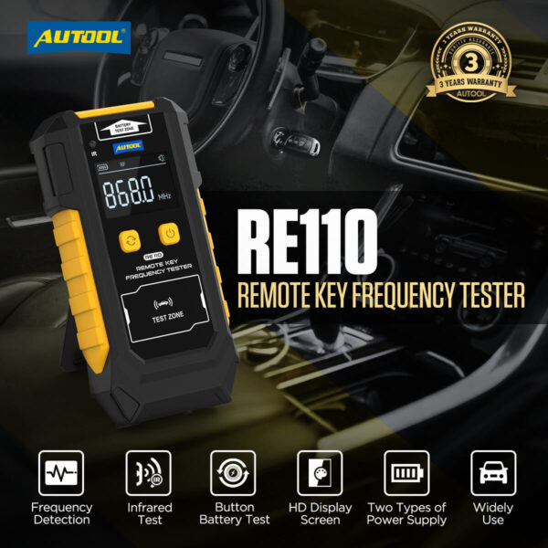 AUTOOL RE110 Remote Key Frequency Tester, Infrared Tester & Button Battery Tester – Universal Car Key Signal Detector - Image 2