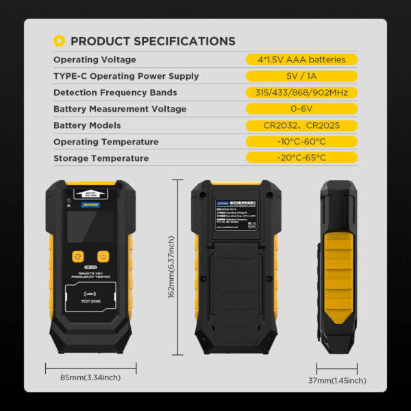 AUTOOL RE110 Remote Key Frequency Tester, Infrared Tester & Button Battery Tester – Universal Car Key Signal Detector - Image 13